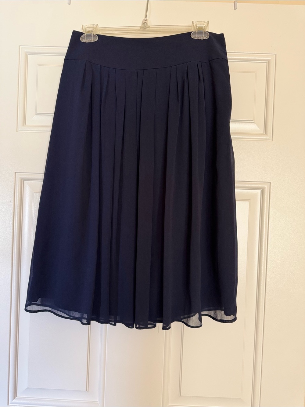 White House Black Market Navy Pleated Midi Skirt